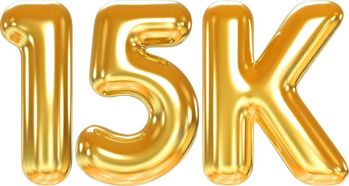 15K followers balloon gold number