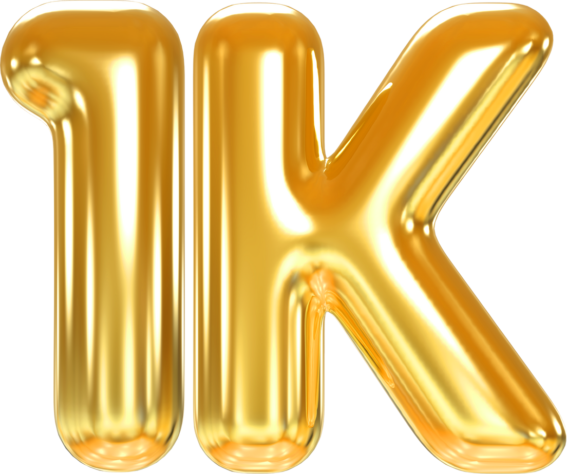 1K followers balloon gold number